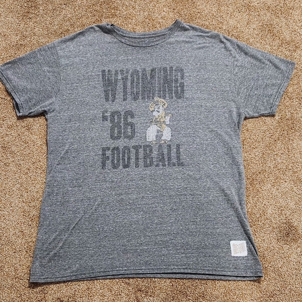 The Original Retro Brand Vintage Wyoming Cowboys Football 1986 XL Grey T Shirt